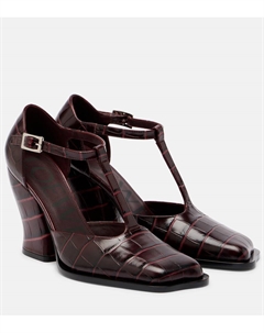 Туфли-лодочки Onda 90 из кожи с эффектом крокодила, Burgundy Loewe