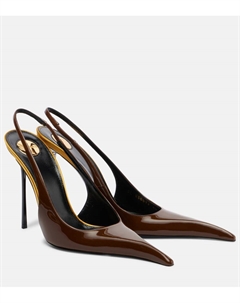 Туфли-лодочки Amalia 110 из лаковой кожи на ремешке, Burnished Wood/Light Saint laurent