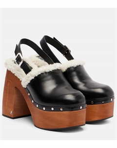 Alida 135 кожаные платформенные клоги, Black/Natural Jimmy choo