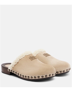 Замшевые клоги с овчиной, Deserto Miu miu