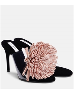 Асимметричные мюли с цветочной аппликацией, Rose Pale Alaia