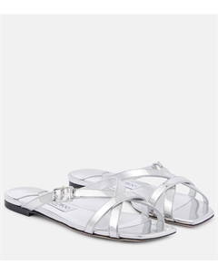 Джинсовые кожаные сандалии metallic, Silver Jimmy choo