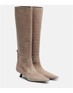 Ботинки до колена из замши с эффектом крокодиловой кожи Brunello cucinelli