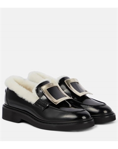 Viv' Rangers лоферы из кожи с подкладкой из овчины, Nero+Stucco Ch. Roger vivier