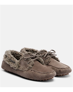 Мокасины из замши с отделкой из мутона monili, Ossido Brunello cucinelli