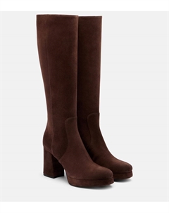 Ботинки Fawcette 90 до колена на платформе из замши, Testa di Moro Valentino garavani