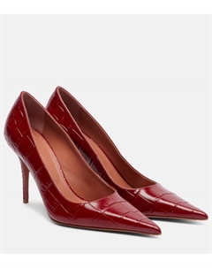 Барбара 90 туфли-лодочки из кожи с эффектом крокодила, Terracotta Amina muaddi