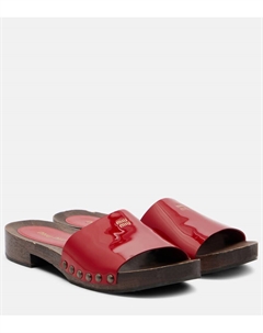 Кожаные клоги Logo patent, Rosso Miu miu