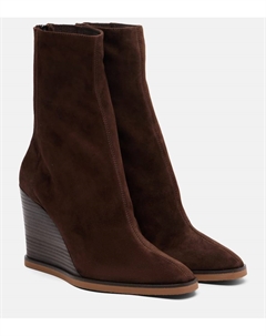 Ботильоны Saint Honoré 85 на платформе из замши, Espresso Aquazzura