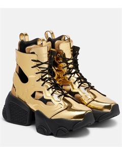 Ботинки на платформе с металлическим эффектом, шнуровкой и ажурными вставками, Gold Noir kei ninomiya