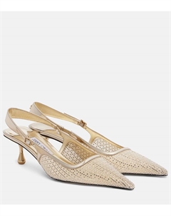 Амел 50 декорированные сетчатые лодочки на шпильке с ремешком, Gold/Gold Jimmy choo