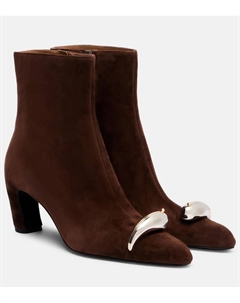 Пирсинг XL 65 замшевые ботинки до щиколотки, Dark Cocoa/Silver Tory burch