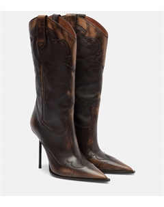 Ботинки Lidia 105 из кожи до середины икры, Ebano Paris texas