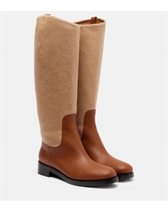 Кожаные замшевые высокие сапоги Cavaliere, Mm Brown Max mara