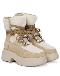 Ботинки Viv' Rangers из замши с отделкой из овчины, Naturale Scuro+Stucco Chiaro Roger vivier