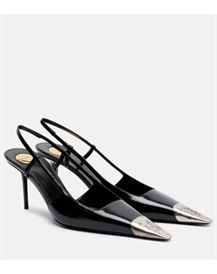 Туфли-лодочки Jeanne 75 на ремешке из кожи, Noir Saint laurent