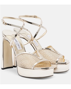 Karli 125 сандалии на платформе из сетки и кожи, Gold/Gold Jimmy choo