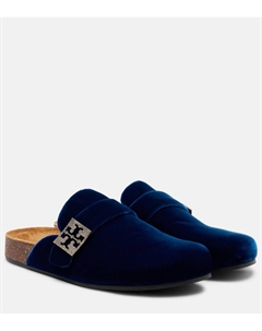 Мягкие бархатные мюли с декором, Ocean/Silver Tory burch