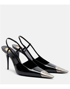 Женские кожаные туфли-лодочки Jeanne 90 на ремешке, Noir Saint laurent