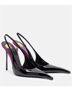 Туфли-лодочки Amalia 110 из лаковой кожи на ремешке, Noir/Fuxia Saint laurent