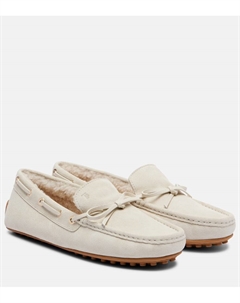 Гоммино замшевые топсайдеры с подкладкой из овчины, Bianco Latte + Avorio Tod's