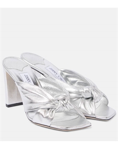 Avenue 85 мюли из металлизированной кожи, Silver Jimmy choo