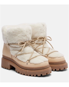 Шерстяные и кожаные ботинки по щиколотку, Ivoire Yves salomon