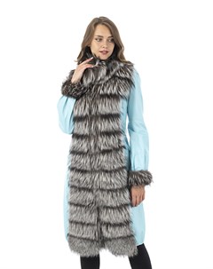 Женское кожаное пальто из натуральной кожи с воротником отделка лиса Мосмеха