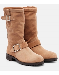 Байкерские замшевые ботинки до середины икры, Toffee Jimmy choo