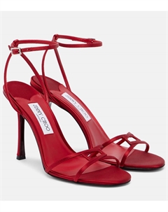 Сатиновые сандалии Leo 100, Ruby Red Jimmy choo