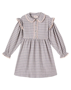 Платье Alissa из клетчатого хлопка с рюшами, Blue Check Wheat