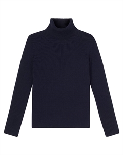 Свитер из хлопка с ребристым воротником-водолазкой, Navy Blue Il gufo