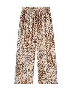 Леопардовые атласные брюки с широкими штанинами, Maculato Monnalisa