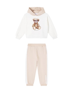 Комплект из хлопкового худи и спортивных штанов, Pnna/Ecru Monnalisa