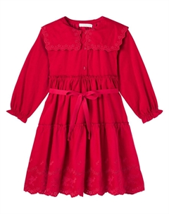 Манила поясное платье из хлопка с вышивкой, Red C'era una volta