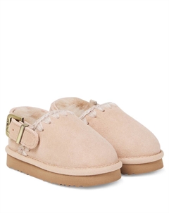 Вышитые замшевые клоги с подкладкой из овчины, Rose Beige Mou kids