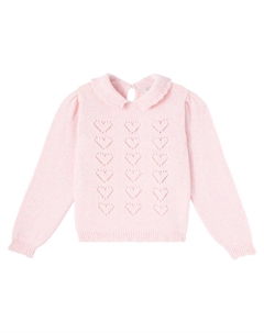 Свитер Monna pointelle из смесовой шерсти, Heart Pink Bebe organic