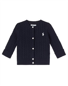 Детский кардиган из хлопка с узором "косичка", Hunter Navy Polo ralph lauren kids