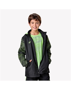 Детская футбольная куртка-дождевик VIRALTO Волнистая чёрная/неоново-жёлтая Kipsta