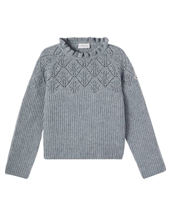 Вязаный свитер из чистой шерсти с рубчиками, Gray Moncler enfant