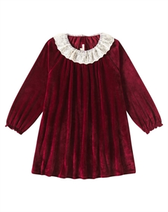 Платье из бархата Venola с кружевной отделкой, Red Dahlia Konges slojd