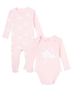 Детский комплект из хлопка: боди и слип с принтом, Rosa/Bianco Stella mccartney kids