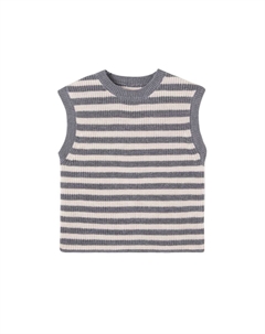 Вязаный жилет из шерсти в рубиновую полоску, Grey Stripe Wheat