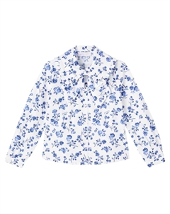 Хлопковая рубашка с цветочным принтом, Panna-Blu Monnalisa