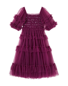 Платье из шифона с пайетками Halcyon ярусами, Blackberry Tutu du monde