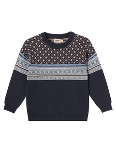 Джемпер из хлопкового жаккарда julius, Navy Wheat