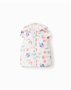 Стеганое пальто для девочки с рюшами и капюшоном, бежевый/розовый Zippy