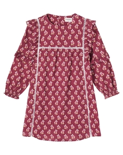 Платье хлопковое Genova с цветочным принтом, Burgundy Cozmo