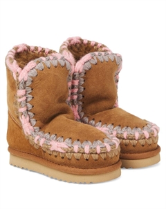 Вышитые замшевые ботинки на овчине, Cognac Mou kids