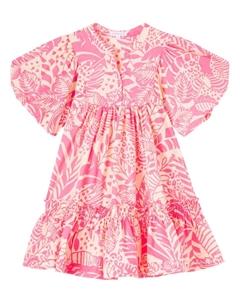 Платье круз флорал из хлопка, Pink Toucan Poupette st barth kids